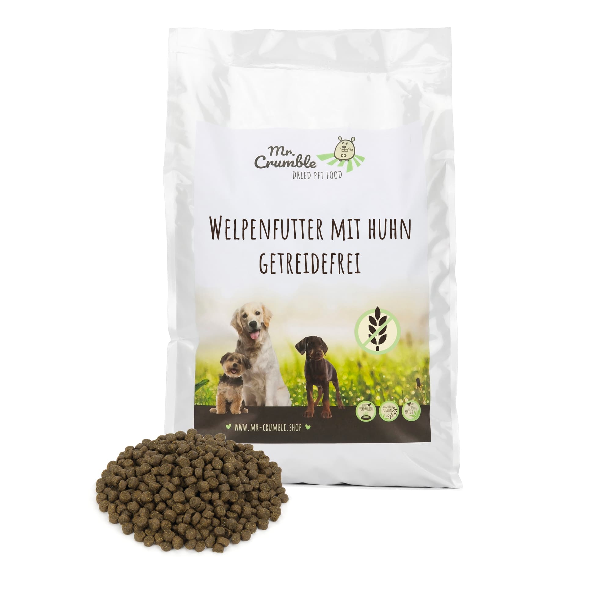 Proben Welpenfutter mit Huhn und Krauetern
