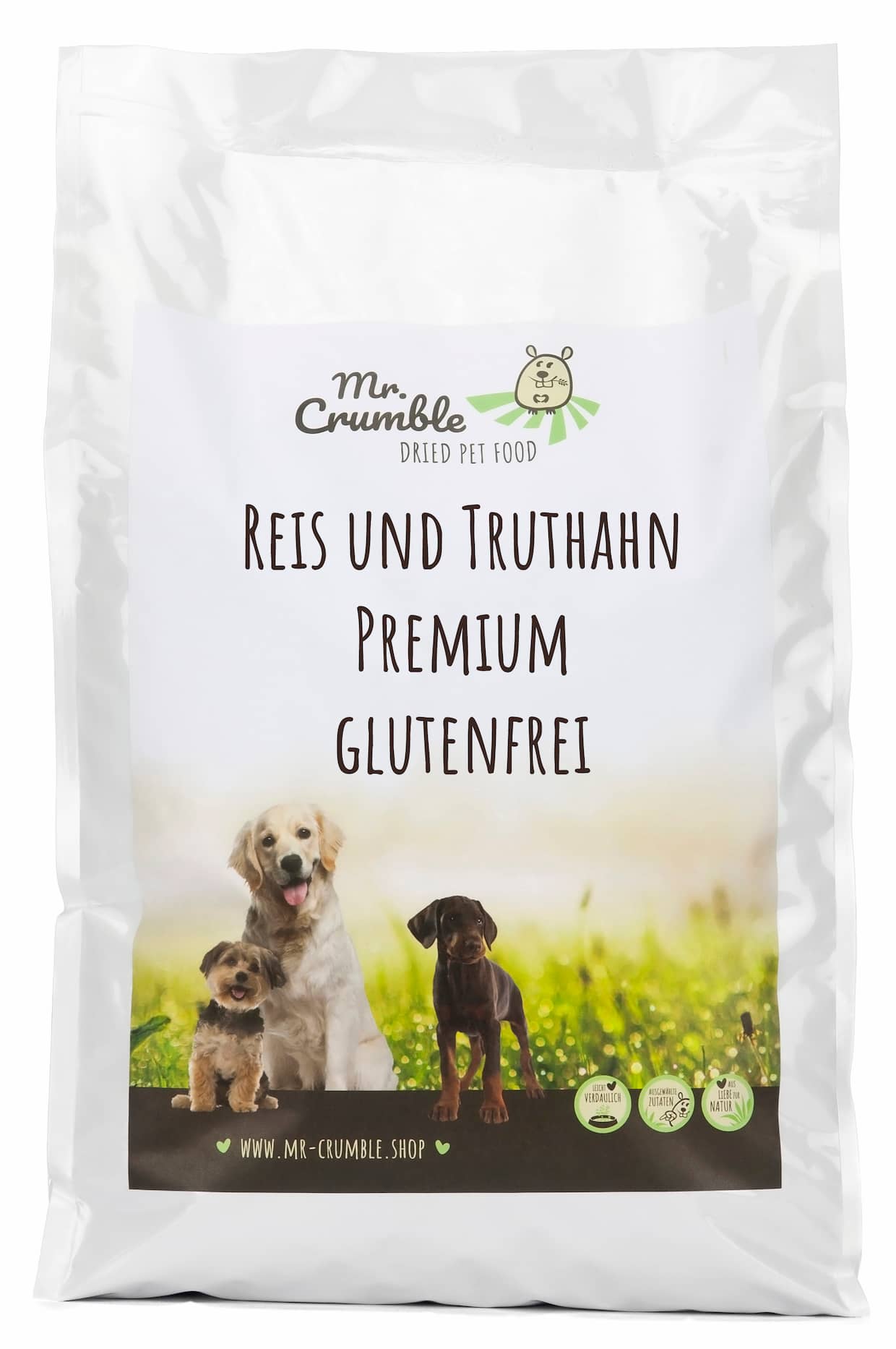 Hundetrockenfutter Reis und Truthahn Verpackung